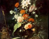 Flower Still-life with Crucifix and Skull - 让·达维德兹·德·希姆